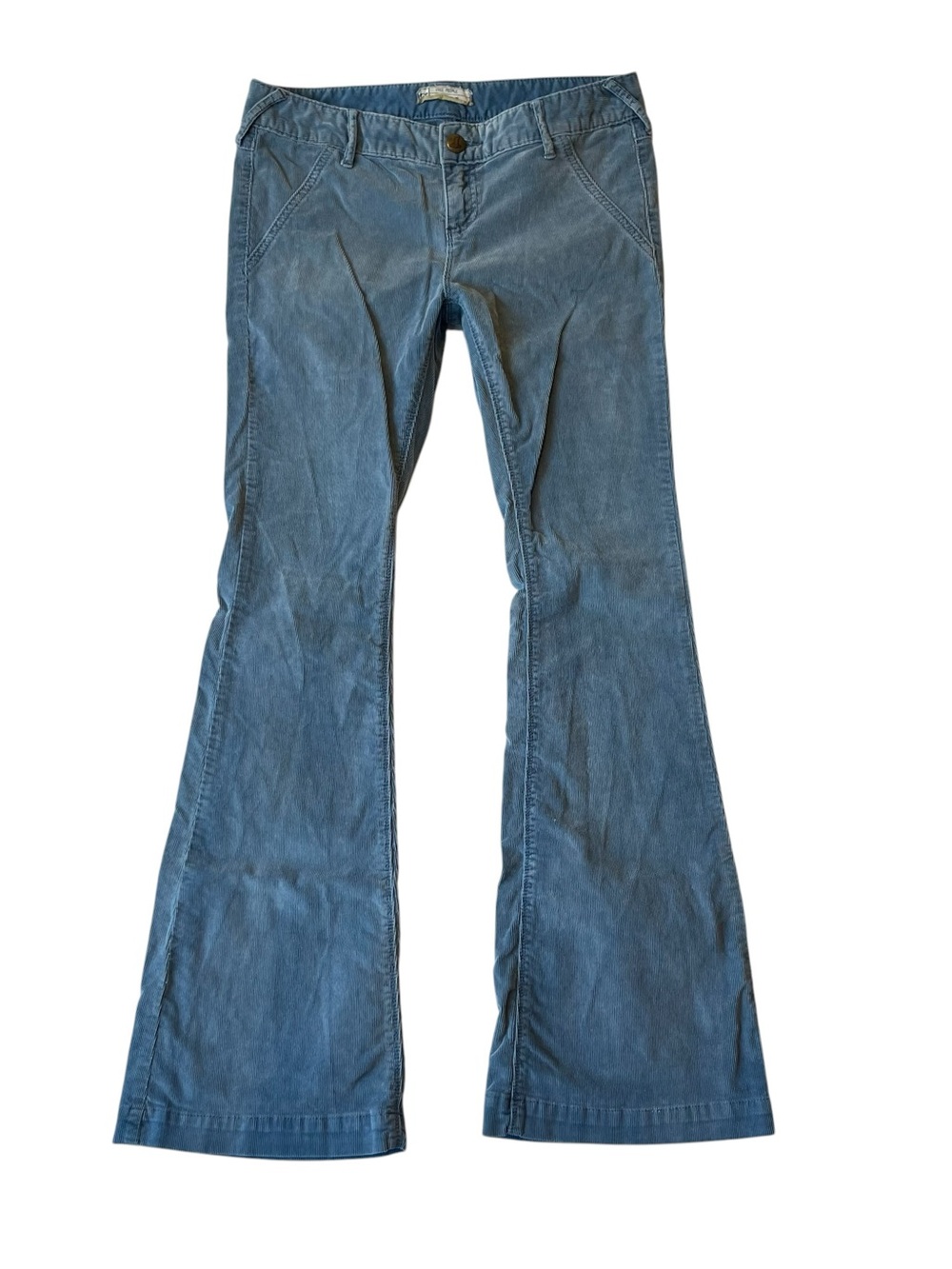 Free People Corduroy flare pants Low rise waist 29 Blue Y2K Womens Boho Festival